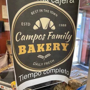a sign for the family bakery