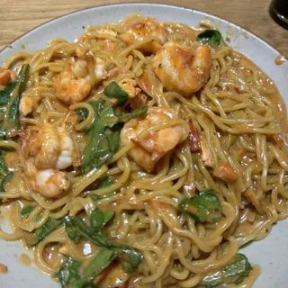 Noodles W/ Salmon, Shrimp And Spinach