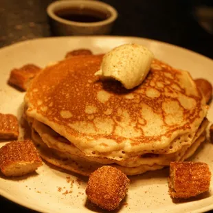 Churro Pancakes-
Cinnamon Sugar Pancakes, Maple Syrup And Butter