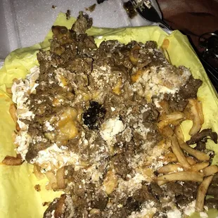 Seriously ?! I shouldn't be eating my carne Asada fries then come across a fucking piece of burned food. I won't be back