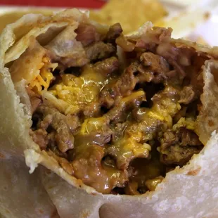 Carne asada w/ beans and cheese only