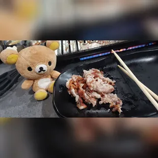 Mommy and Daddy love that they get to cook everything the way they like it! #aycegogi #vannuys #mortimerthebear #rilakkuma #kbbq