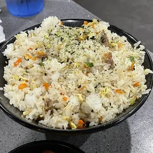 Beef Fried Rice - okay if a little bland and don&apos;t like seaweed sprinkled on top