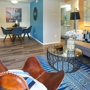 View from living room to kitchen