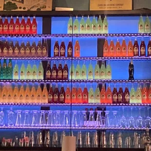  display of bottles and glasses