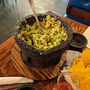 Freshly made at table, guacamole salsa.