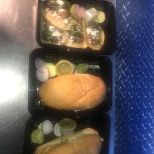 Trotas comes with your chose of meat with milted Cheese topped with lettuce, tomatoes, onion, cilantro, and avocado slices and Mexican crema