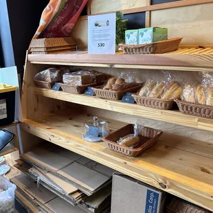 shelves of bread and pastries
