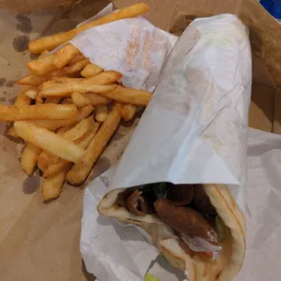 Fries and gyro 14" sandwich