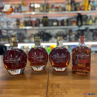 three bottles of bourbon