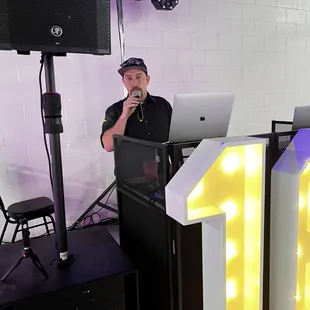 a man speaking into a microphone