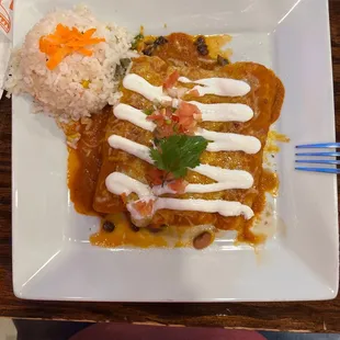 Fajita enchiladas w/o beans (sorry ate them to fast)