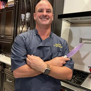 Chef Nate prepping before the guests arrive