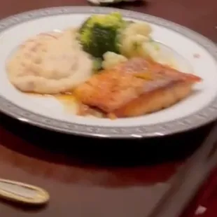 The only picture I got of the food (sorry it's blurry). We were too busy devouring it!