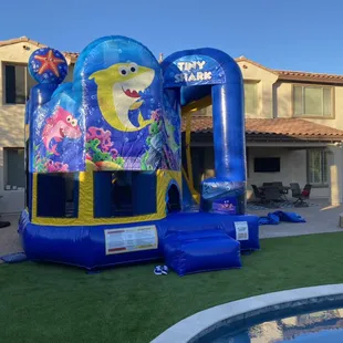 Baby shark inflatable bounce house combo