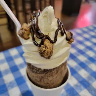 BERLINER- cinnamon sugar chimney cake, vanilla Gelato,  reeses, chocolate syrup