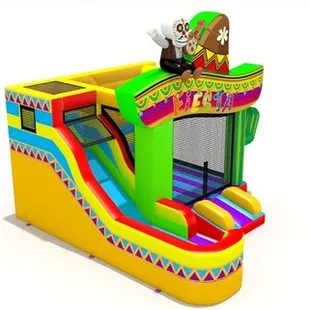 Fiesta bounce house wet or dry slide combo