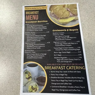 Breakfast menu