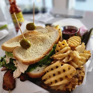 Chicken BLT with waffle fries