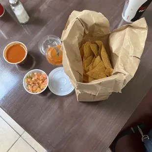Chips and salsas (Red and pico)