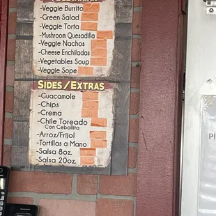 Vegetarian options and sides