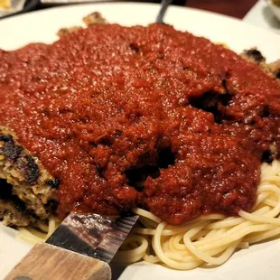 Spaghetti &amp; Sausage. This was a huge entree.