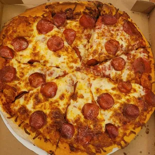 Large pepperoni pizza