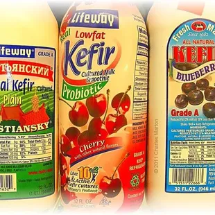 a variety of kefir products