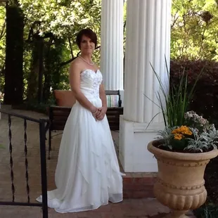 Bride on porch