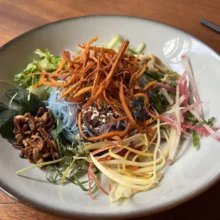 Kerabu Beenhoon -- blue fermented rice noodle, coconut floss, jujube, tamarind vinagrette, and peanuts. I could eat this every day.