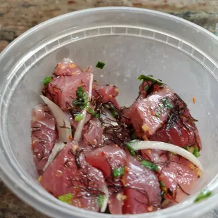 Well seasoned ahi poke.