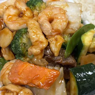 a close up of a meal in a styrofoam container