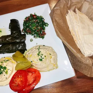 Appetizer Sampler (Hummus, Pita Bread, Grape Leaves etc.)