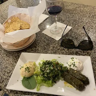 Taste of agar appetizer w baba ghanoui, tabouli, dolmas...