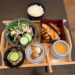 Salmon Teriyaki Teishoku Set with Chawanmushi