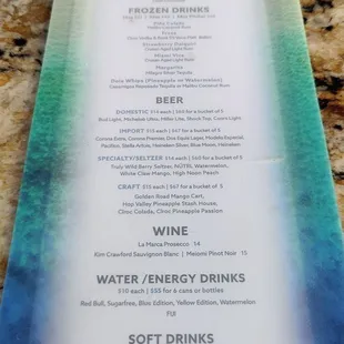 Drink menu as of 06.13.2023