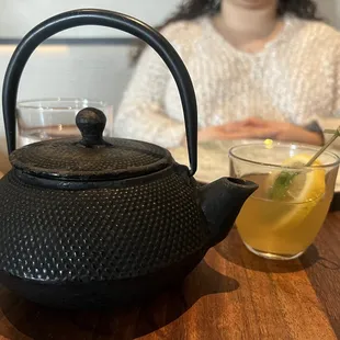 Handwarmer , alcoholic beverage with tea and herbs