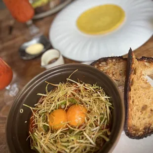 SHAKSHUKA hen egg yolk | chickpeas | kale | fennel | dill | country toast