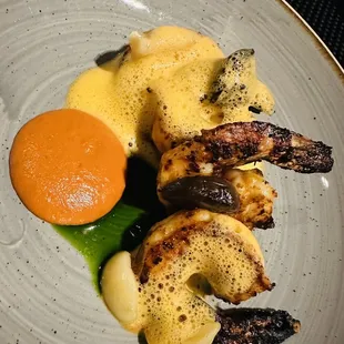 Prawns. The black garlic was so interesting in flavor