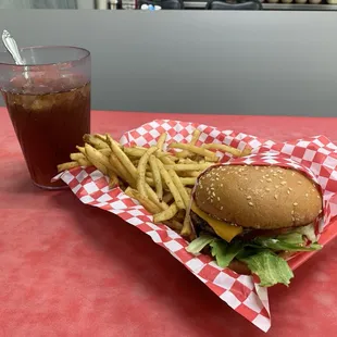 Cheeseburger and fries