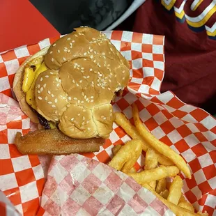 Burger special with bacon