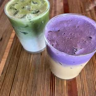 Vanilla matcha and Purple dream latte