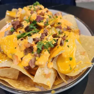 Great nachos with brisket