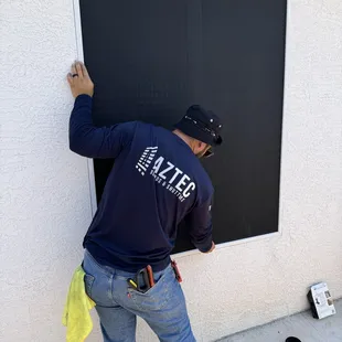 Solar Sun Screen in Casas Adobes. Options include; 90% black screen with 7/16 x 1 white frame.