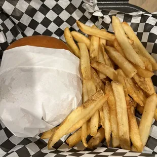 Smashed Burger and French Fries