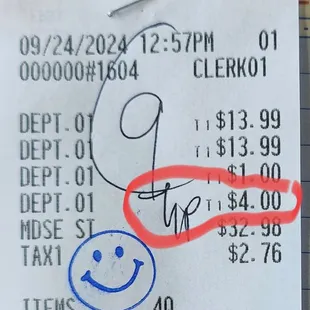 A tip was added without our permission.
