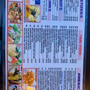 Very extensive menu and the food is prepared quickly.