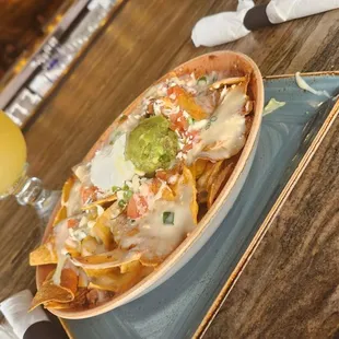 a plate of food and a drink