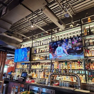 Many bottle options at the bar