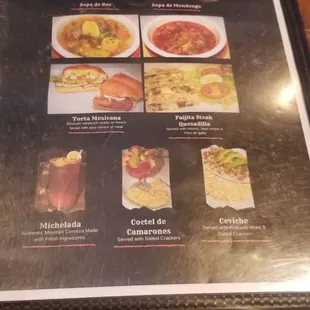 a menu for mexican food